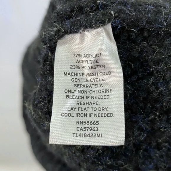 New Leith Chunky Knit Mock Neck Side Slit Sweater Black Multi Size XXS - Picture 16 of 16